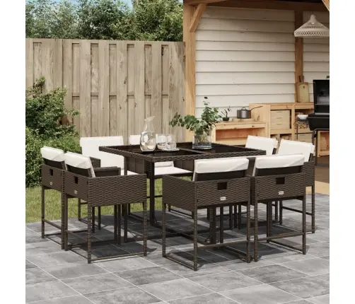 Sodo Komplektas Su Pagalvėlėmis, 9 Dalių, Rudas, Poliratanas