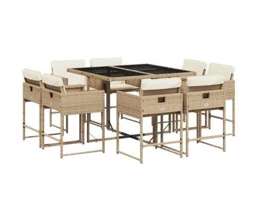 9-Daļīgs Virtuves Mēbeļu Komplekts Ar Matračiem, Pe Rotangpalma Vidaxl