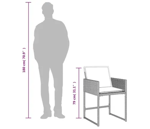 Sodo Komplektas Su Pagalvėlėmis, 9 Dalių, Pilkas, Poliratanas