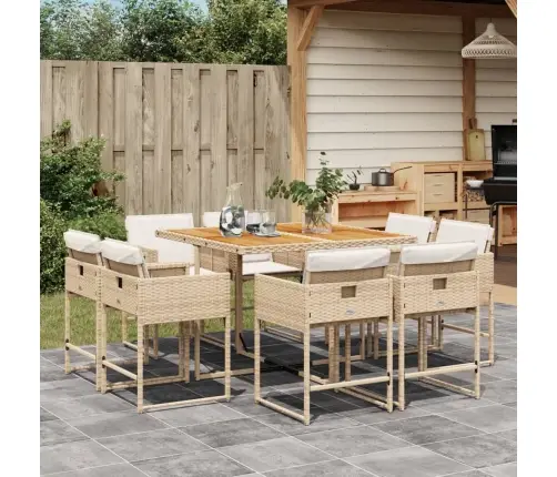 9-Daļīgs Virtuves Mēbeļu Komplekts Ar Matračiem, Pe Rotangpalma Vidaxl