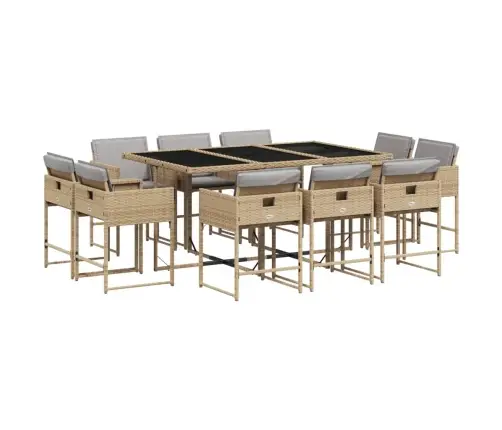 11-Daļīgs Virtuves Mēbeļu Komplekts Ar Matračiem,Pe Rotangpalma Vidaxl