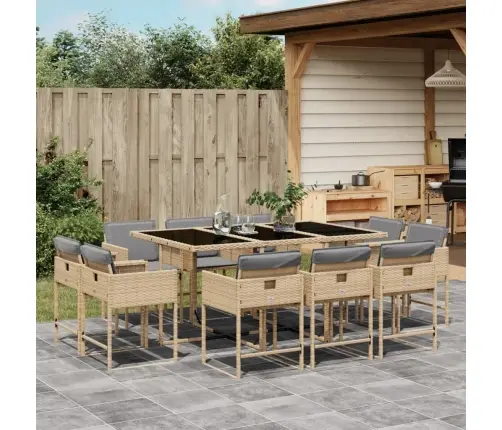 11-Daļīgs Virtuves Mēbeļu Komplekts Ar Matračiem,Pe Rotangpalma Vidaxl