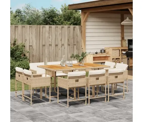 11-Osaline Aiamööbli Komplekt Patjadega, Beež, Polürotang