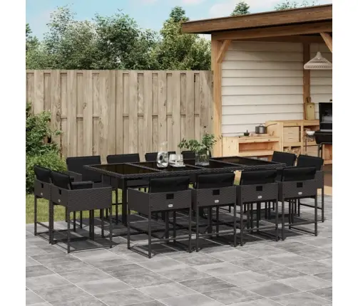 Sodo Komplektas Su Pagalvėlėmis, 13 Dalių, Juodas, Poliratanas