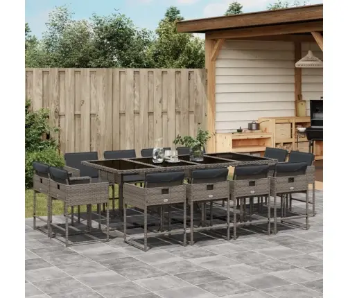 Sodo Komplektas Su Pagalvėlėmis, 13 Dalių, Pilkas, Poliratanas