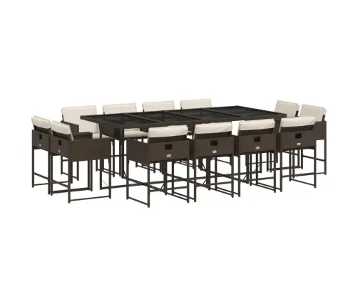 13-Osaline Aia Söögimööbli Komplekt Patjadega, Pruun, Pe-Rotang