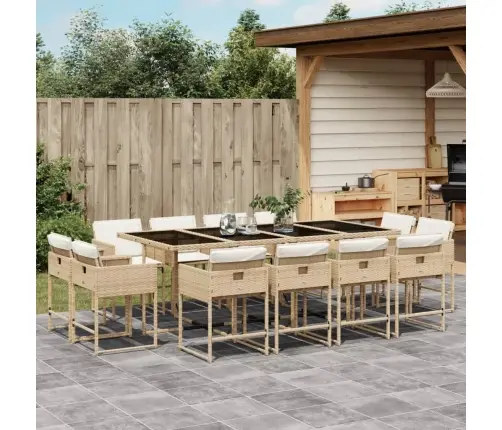 13-Daļīgs Dārza Mēbeļu Komplekts Ar Matračiem, Pe Rotangpalma Vidaxl