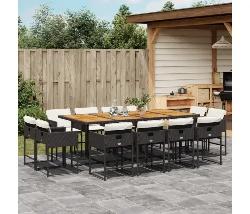 13-Daļīgs Dārza Mēbeļu Komplekts Ar Matračiem, Melns Pe Vidaxl