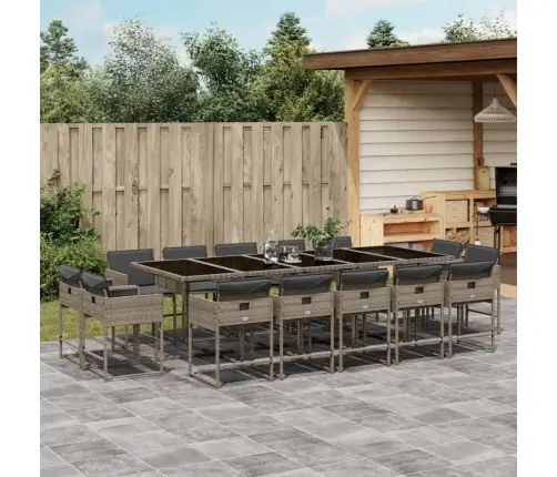 Sodo Komplektas Su Pagalvėlėmis, 15 Dalių, Pilkas, Poliratanas