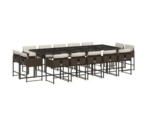 Sodo Komplektas Su Pagalvėlėmis, 15 Dalių, Rudas, Poliratanas