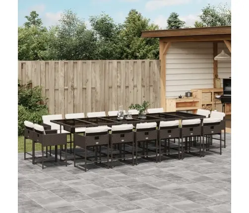 17-Osaline Aia Söögimööbli Komplekt Patjadega Pruun, Polürotang