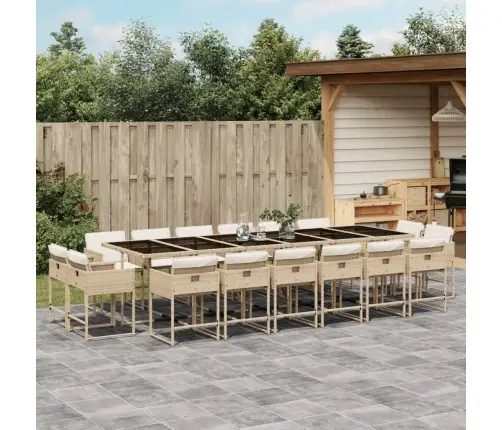 17-Daļīgs Virtuves Mēbeļu Komplekts Ar Matračiem, Bēša Pe Vidaxl