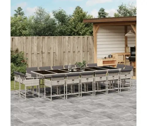 Sodo Komplektas Su Pagalvėlėmis, 17 Dalių, Pilkas, Poliratanas