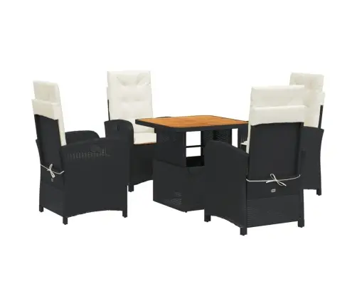 5-Osaline Aiamööbli Komplekt Patjadega, Must, Polürotang