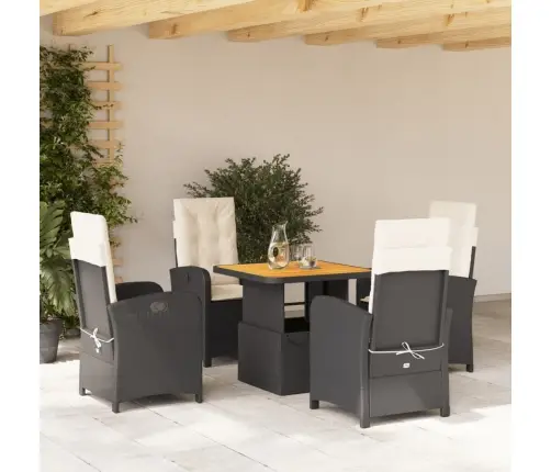 5-Osaline Aiamööbli Komplekt Patjadega, Must, Polürotang