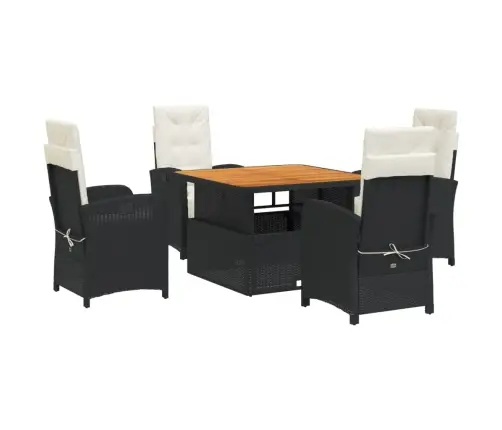5-Osaline Aiamööbli Komplekt Patjadega, Must, Polürotang