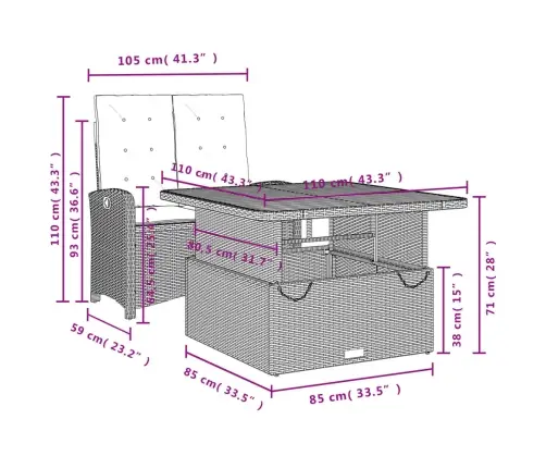 Sodo Komplektas Su Pagalvėlėmis, 2 Dalių, Juodas, Poliratanas