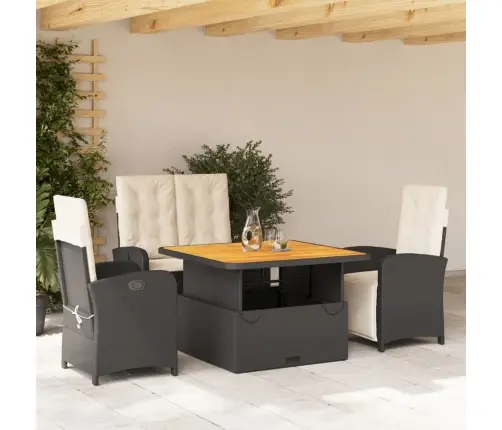 4-Osaline Aiamööbli Komplekt Patjadega, Must, Polürotang