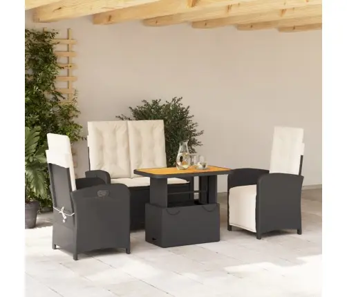 4-Osaline Aiamööbli Komplekt Patjadega, Must, Polürotang