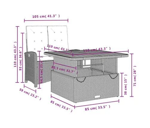 2-Daļīgs Dārza Mēbeļu Komplekts, Matrači, Melna Pe Rotangpalma Vidaxl