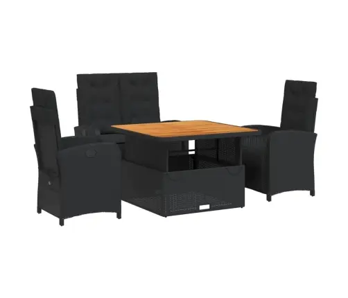4-Osaline Aiamööbli Komplekt Patjadega, Must, Polürotang