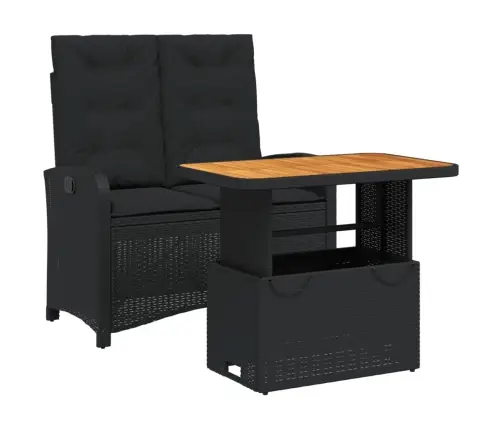 2-Daļīgs Dārza Mēbeļu Komplekts, Matrači, Melna Pe Rotangpalma Vidaxl