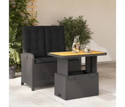 2-Daļīgs Dārza Mēbeļu Komplekts, Matrači, Melna Pe Rotangpalma Vidaxl