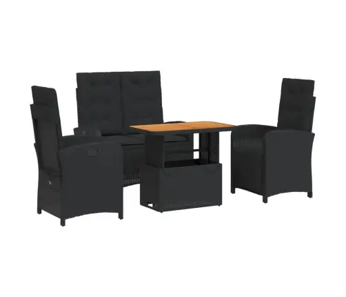 4-Daļīgs Dārza Virtuves Mēbeļu Komplekts, Melna Pe Rotangpalma Vidaxl