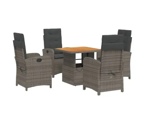 5-Daļīgs Dārza Mēbeļu Komplekts, Matrači, Pelēka Pe Rotangpalma Vidaxl