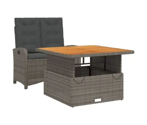 2-Daļīgs Dārza Mēbeļu Komplekts, Matrači, Pelēka Pe Rotangpalma Vidaxl