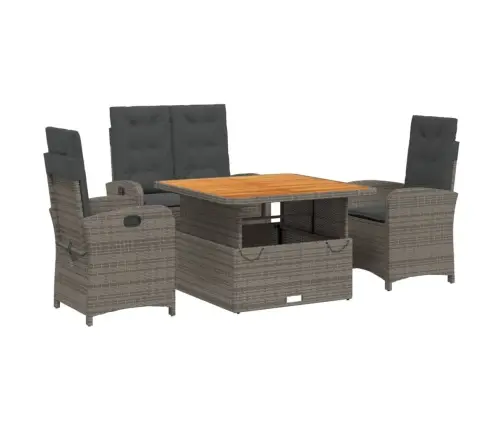 4-Daļīgs Dārza Mēbeļu Komplekts, Pelēka Pe Rotangpalma Vidaxl