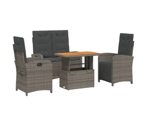 4-Daļīgs Dārza Mēbeļu Komplekts, Pelēka Pe Rotangpalma Vidaxl