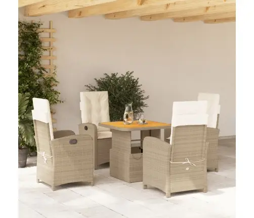 5-Osaline Aiamööbli Komplekt Patjadega, Beež, Polürotang