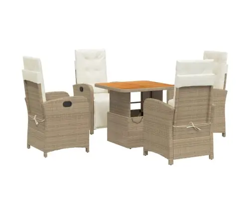 5-Osaline Aiamööbli Komplekt Patjadega, Beež, Polürotang