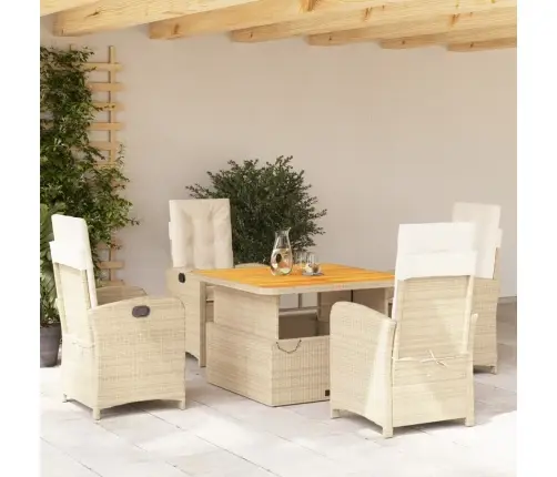 5-Daļīgs Dārza Mēbeļu Komplekts, Matrači, Bēša Pe Rotangpalma Vidaxl