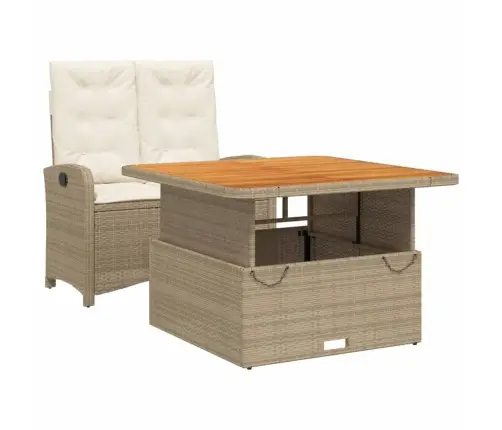 2-Daļīgs Dārza Mēbeļu Komplekts, Matrači, Bēša Pe Rotangpalma Vidaxl