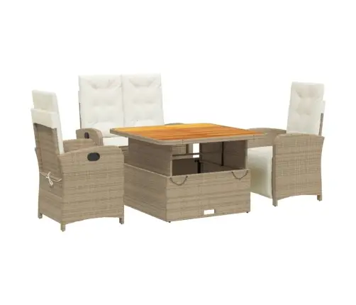 4-Osaline Aiamööbli Komplekt Patjadega, Beež, Polürotang