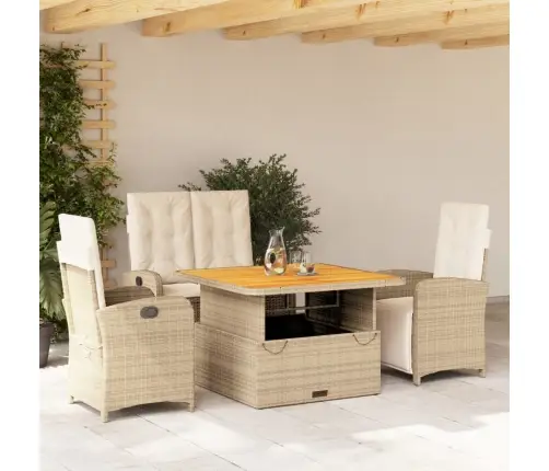 4-Osaline Aiamööbli Komplekt Patjadega, Beež, Polürotang