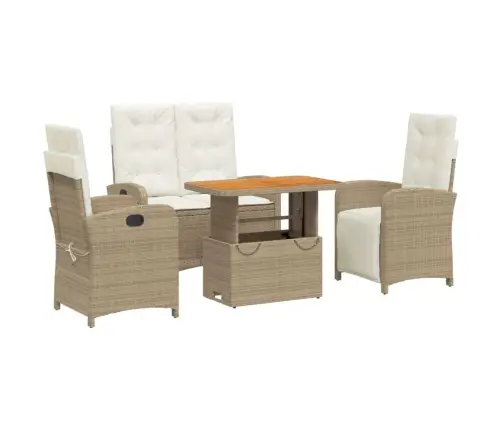 4-Daļīgs Dārza Mēbeļu Komplekts, Matrači, Bēša Pe Rotangpalma Vidaxl