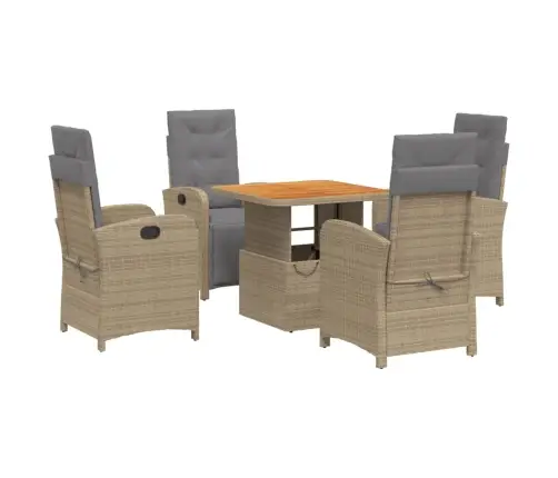 5-Daļīgs Dārza Mēbeļu Komplekts, Matrači, Bēša Pe Rotangpalma Vidaxl