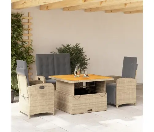 4-Daļīgs Dārza Mēbeļu Komplekts, Matrači, Bēša Pe Rotangpalma Vidaxl