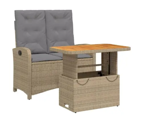 2-Daļīgs Dārza Mēbeļu Komplekts, Matrači, Bēša Pe Rotangpalma Vidaxl