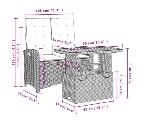 2-Daļīgs Dārza Mēbeļu Komplekts, Matrači, Bēša Pe Rotangpalma Vidaxl
