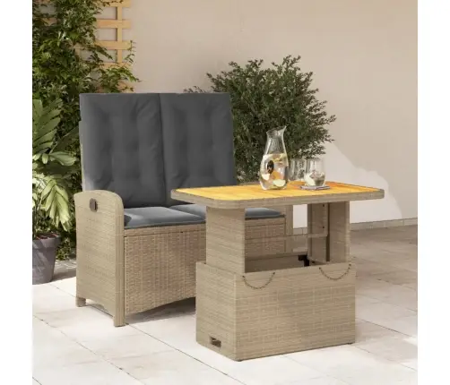 2-Daļīgs Dārza Mēbeļu Komplekts, Matrači, Bēša Pe Rotangpalma Vidaxl