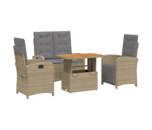 4-Osaline Aiamööbli Komplekt Patjadega, Beež, Polürotang