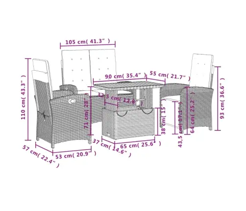 4-Osaline Aiamööbli Komplekt Patjadega, Beež, Polürotang
