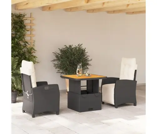 3-Daļīgs Dārza Mēbeļu Komplekts, Matrači, Pe Rotangpalma Vidaxl