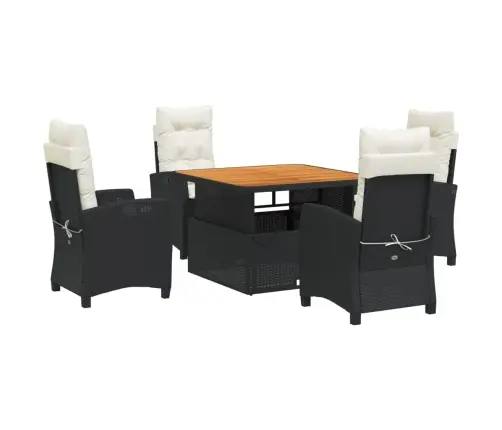 5-Osaline Aiamööbli Komplekt Patjadega, Must, Polürotang