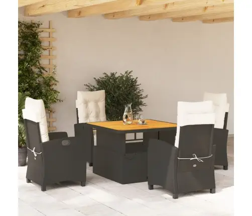 Sodo Komplektas Su Pagalvėlėmis, 5 Dalių, Juodas, Poliratanas