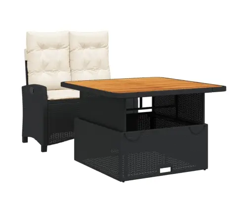 2-Osaline Aiamööbli Komplekt Patjadega, Must, Polürotang
